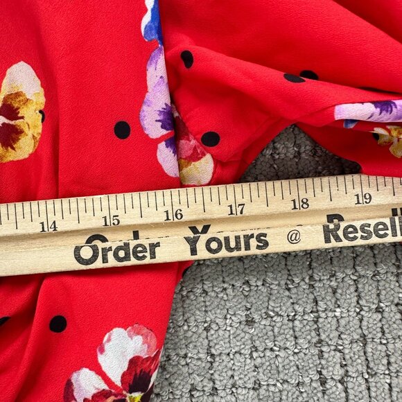 Wayward Fancies eShakti Blouse Womens S Red Floral V-Neck Bell Sleeve Lined - Picture 8 of 14